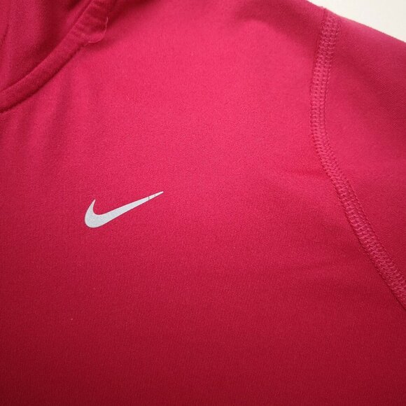 Nike Running Dri-Fit Ladies Size Large Hot Pink V-neck Kangaroo Pocket Hoodie - Picture 5 of 14